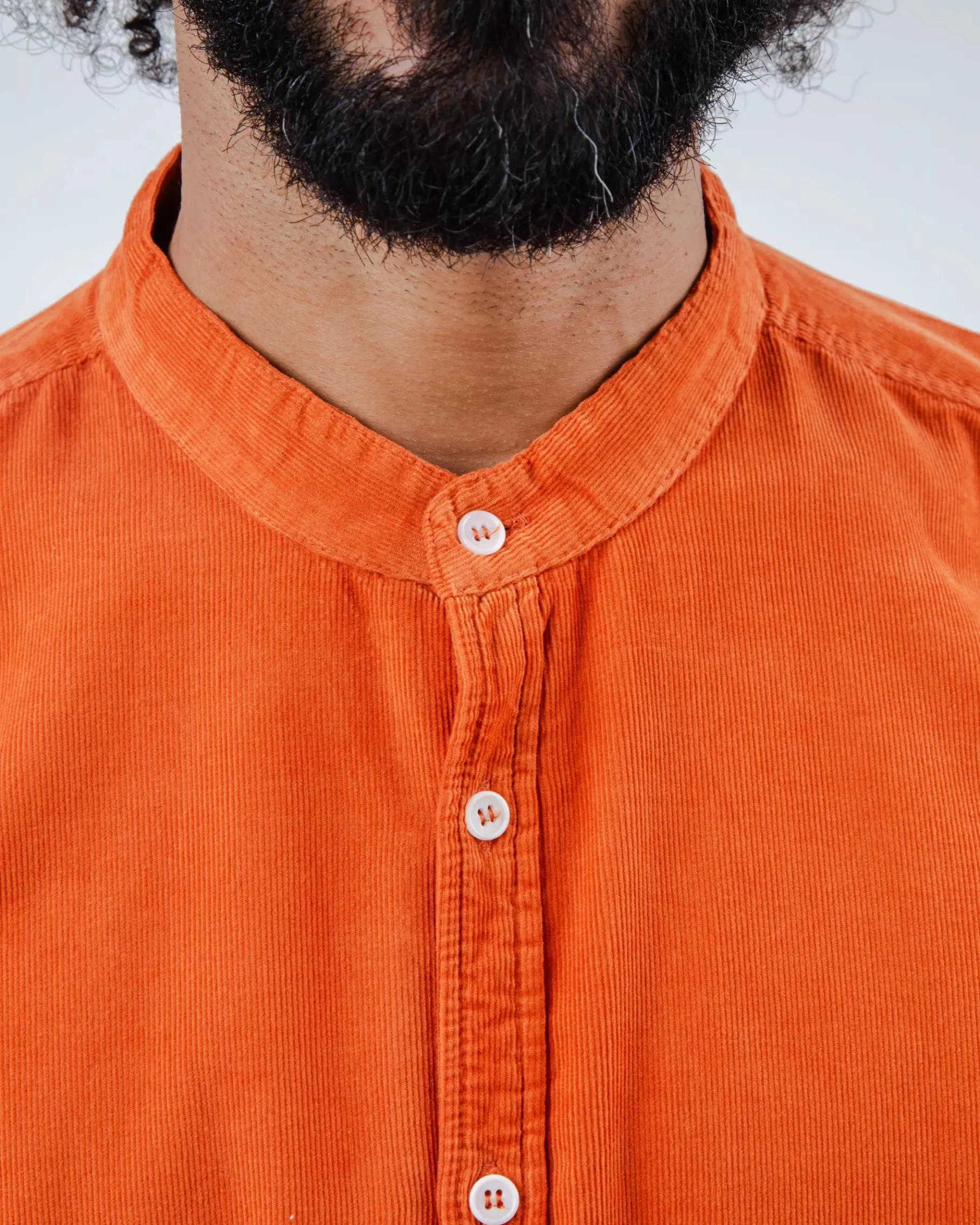 Babycord Japanese Mao Cotton Shirt Burnt Orange-Brava Fabrics Cheap