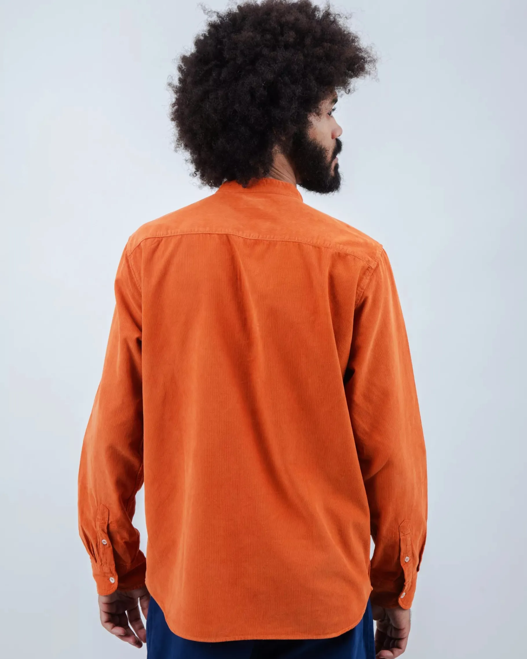 Babycord Japanese Mao Cotton Shirt Burnt Orange-Brava Fabrics Cheap