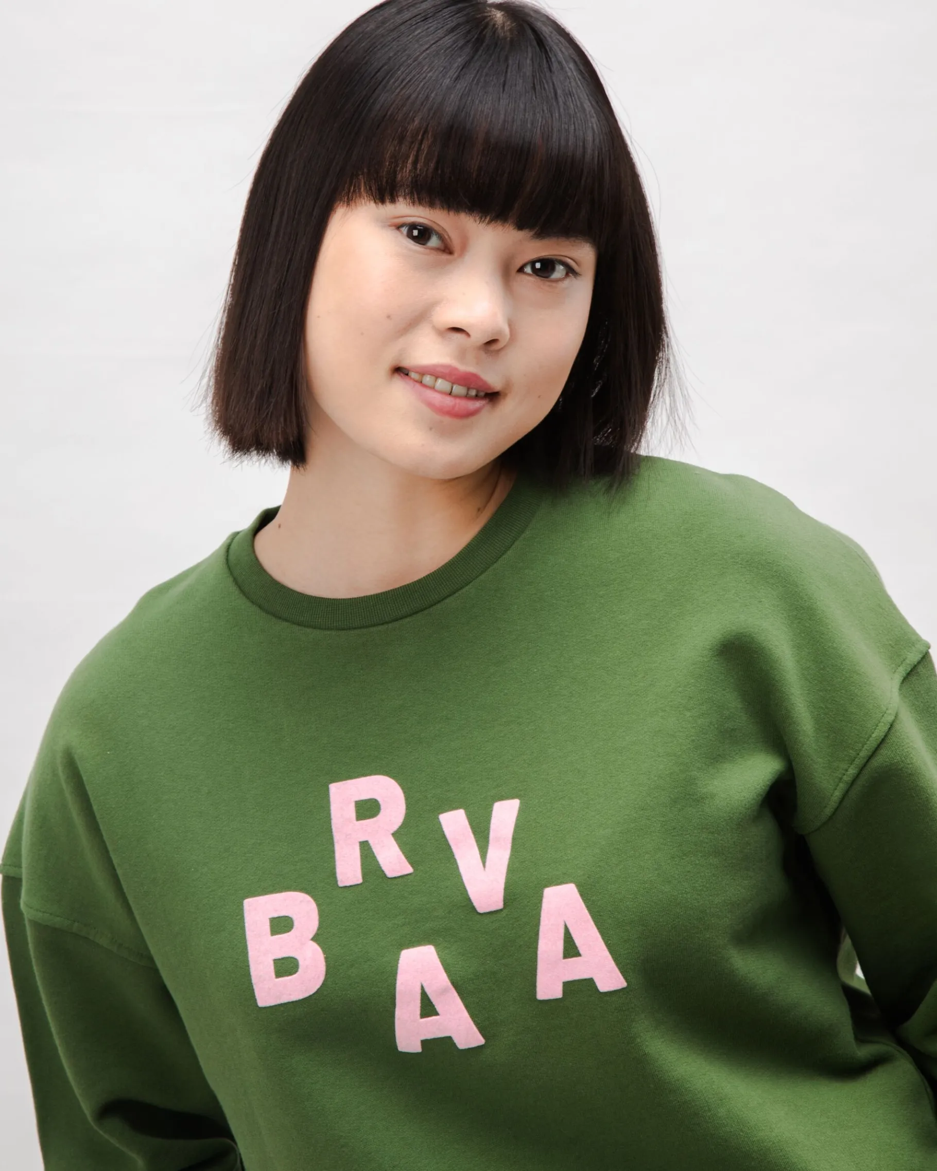 BRV Squared Baumwoll-Sweatshirt Grün-Brava Fabrics New