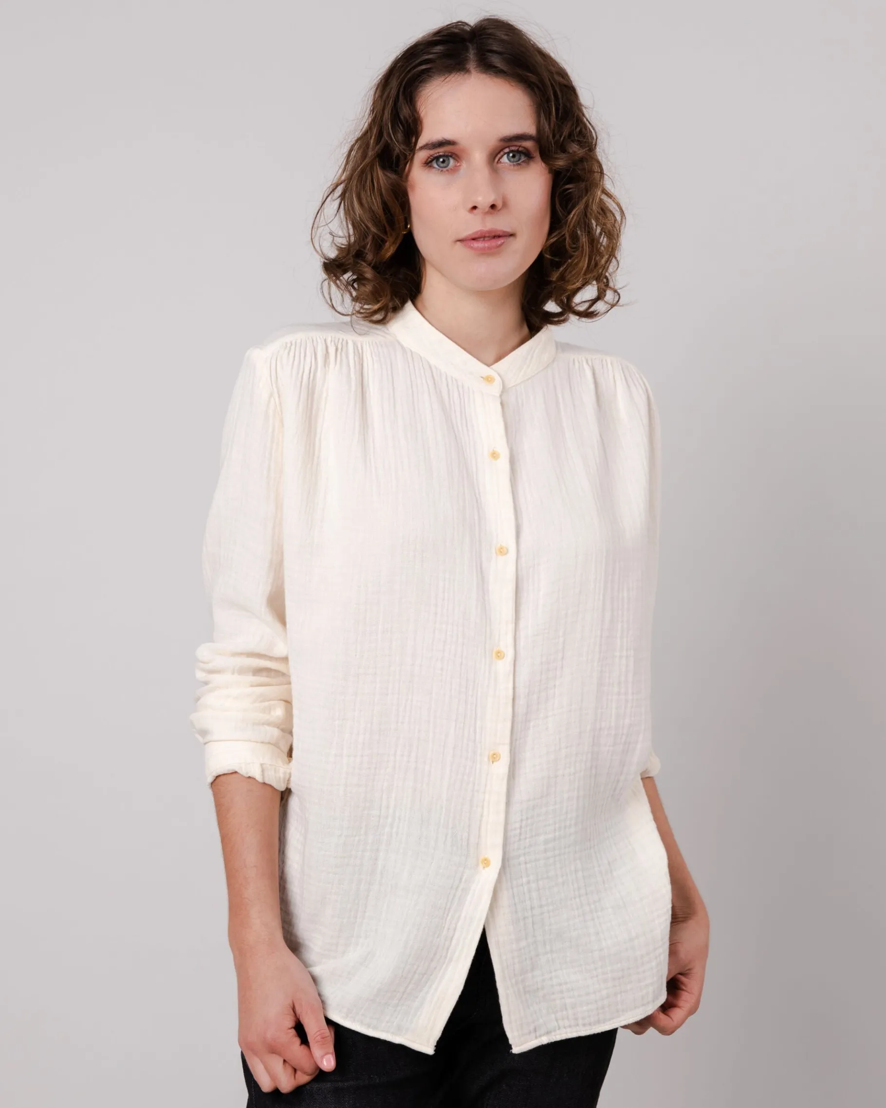 Bubble Mao Bluse Ecru-Brava Fabrics Cheap