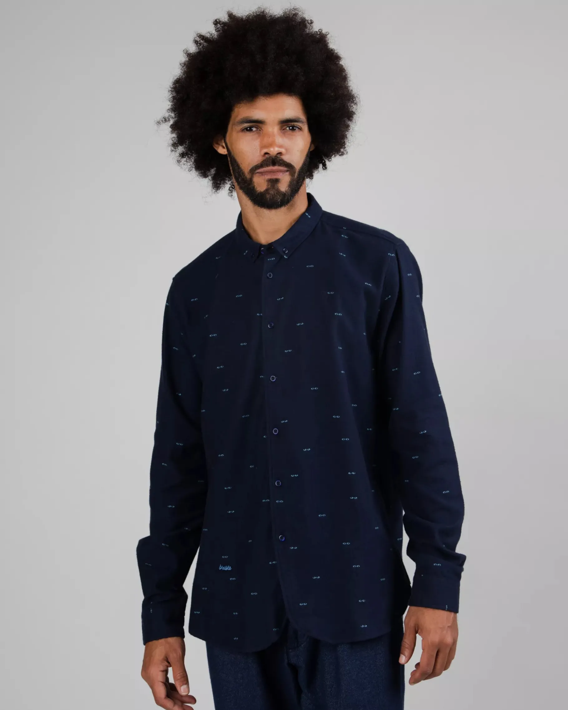 Eyes Flannel Shirt Navy-Brava Fabrics Outlet