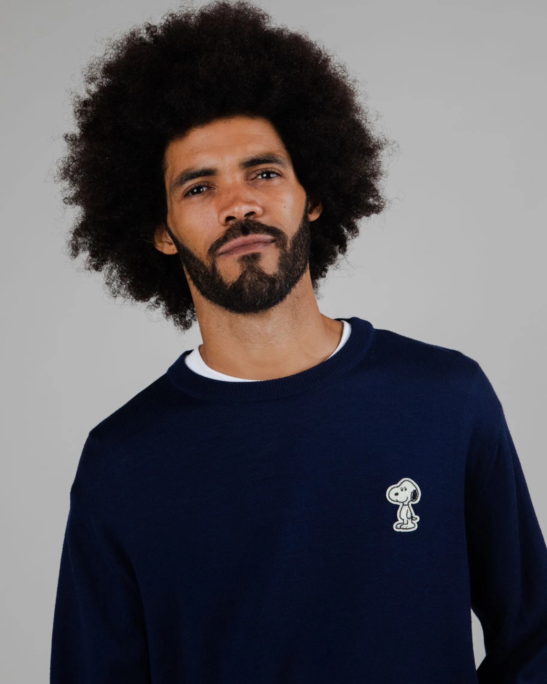 Peanuts Snoopy Patch Pullover aus Wolle Navy-Brava Fabrics Discount